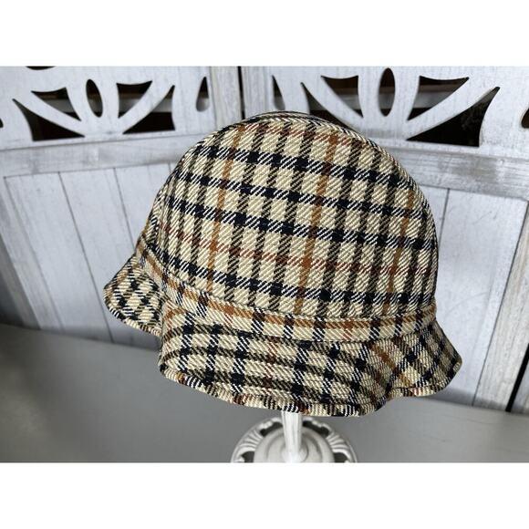 Vintage Daks London Checkered Bucket Hat Tweed Plaid Sherlock - Picture 5 of 6